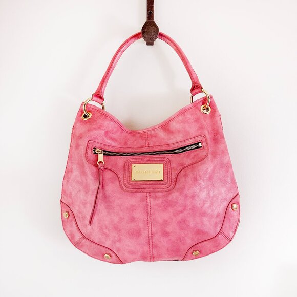 Gianni Bini Bag Pink with Gold Hexagon & Zipper‎ Accents Like NEW Expandable - Picture 12 of 12